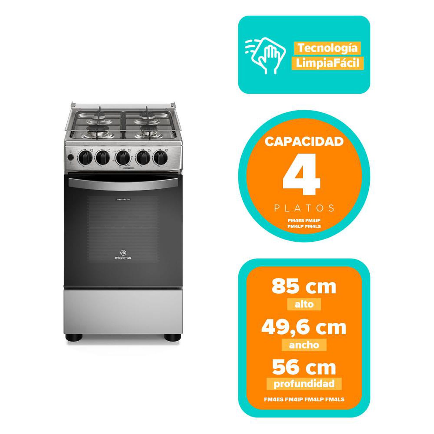Cocina A Gas Mademsa FM4ES / 4 Quemadores image number 6.0